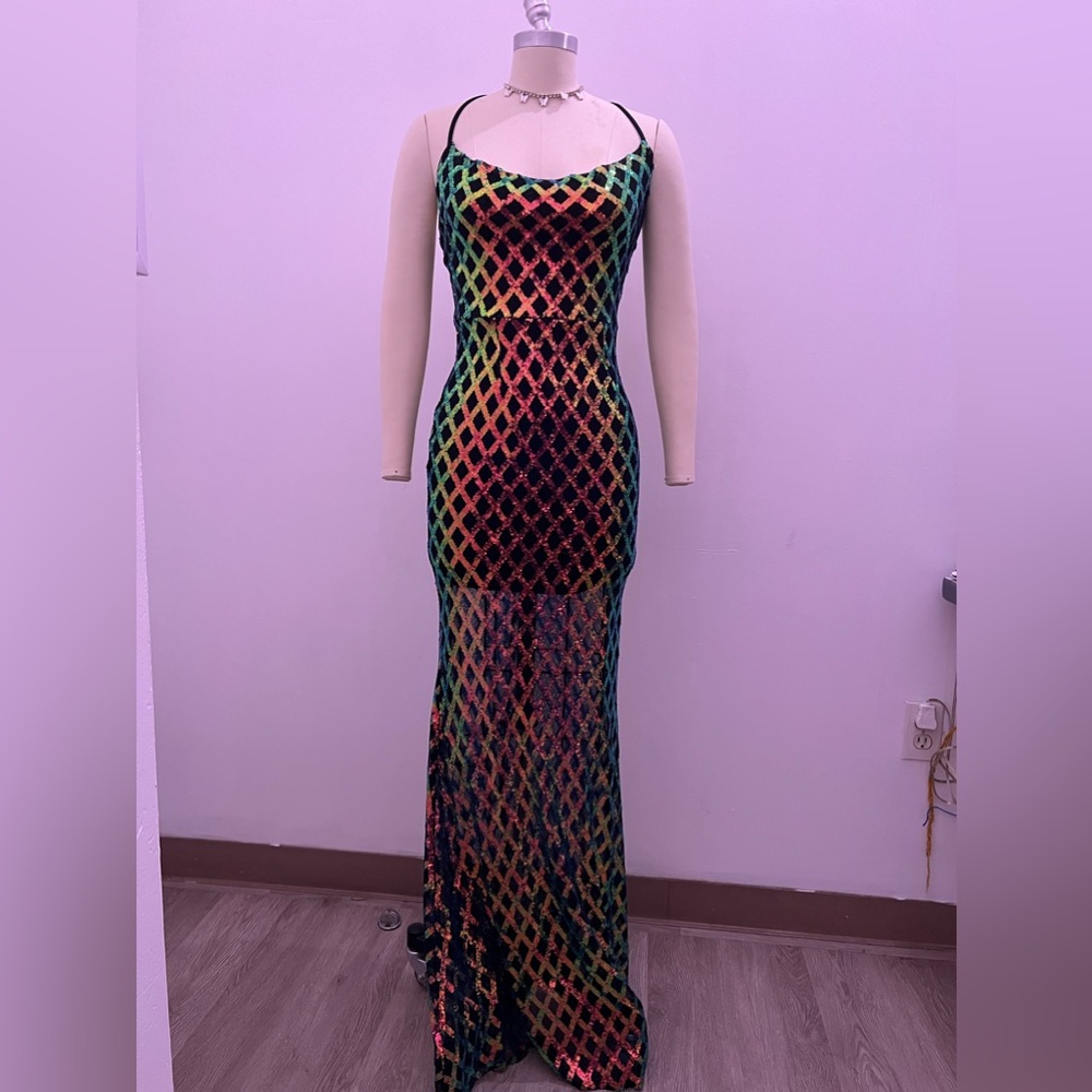 Black and multi color sequin dress
